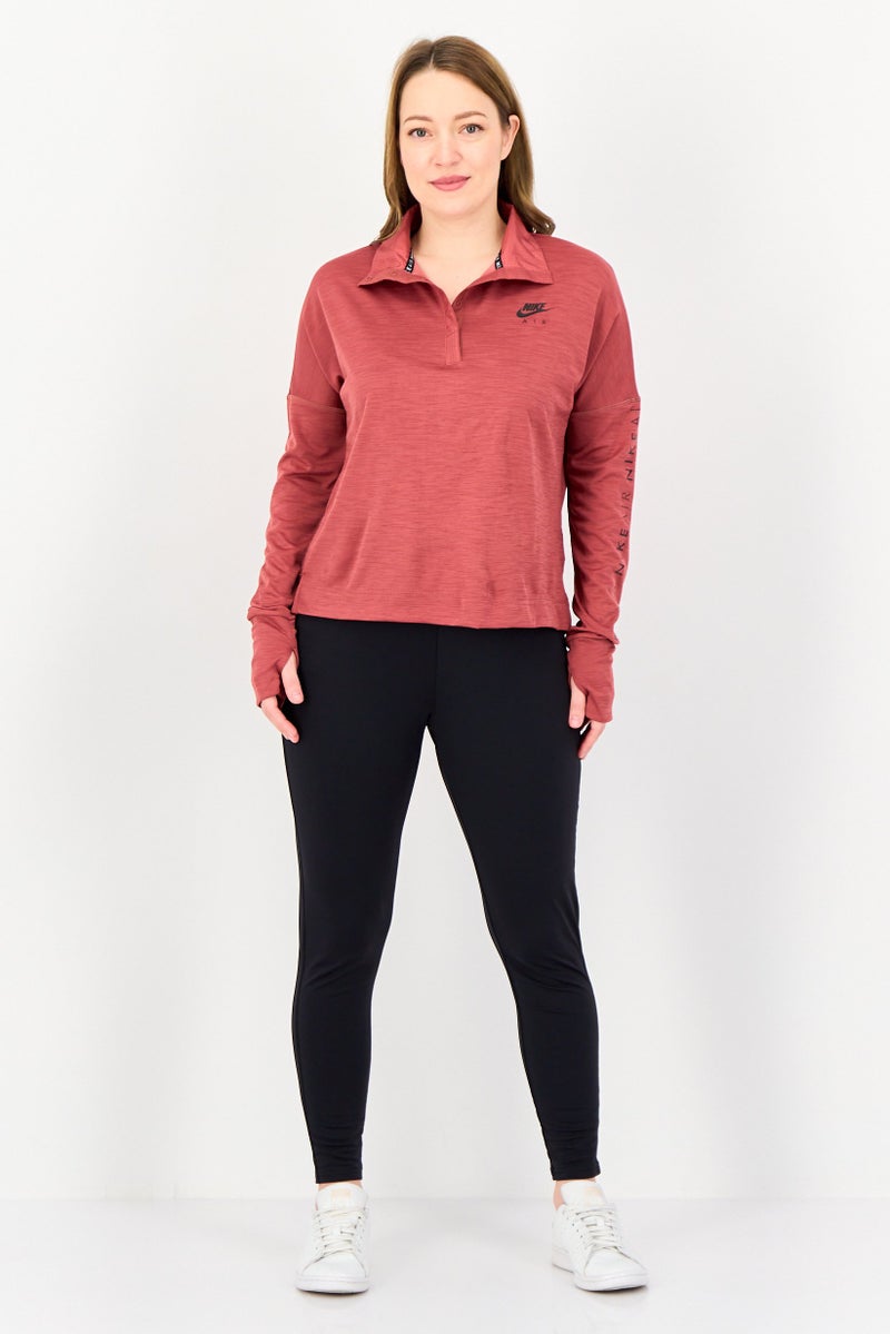 Nike بلوزة تدريب طويلة الأكمام للنساء، بني صدئ - Image 4